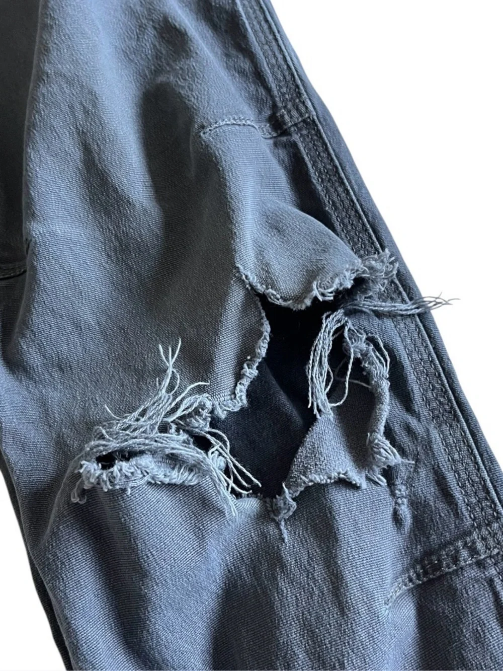 Carhartt Men’s Pants 32x32 (32x30) Gray Straight Fit Canvas Workwear Distressed - Picture 5 of 8